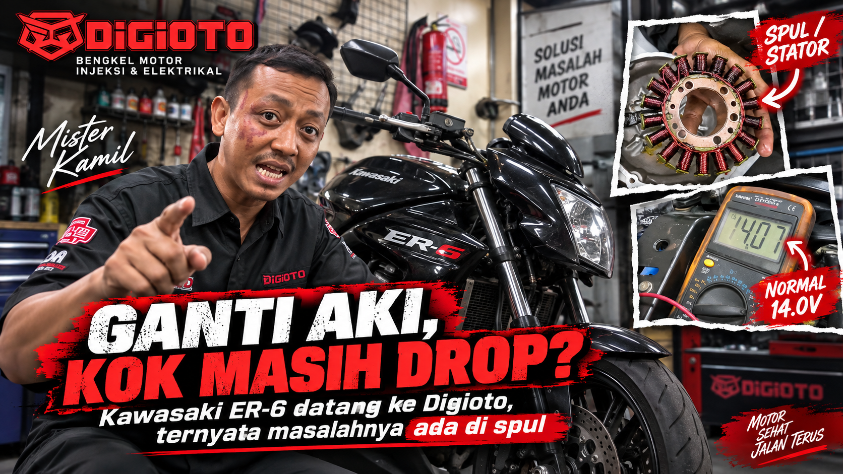 Aki Baru Tapi Kelistrikan Masih Drop – Kawasaki ER-6