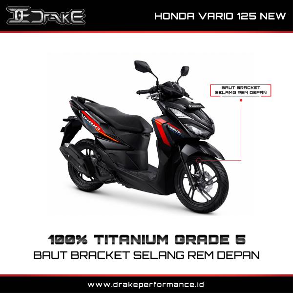 Drake Titanium Baut Bracket Selang Rem Depan Honda Vario 125 New 2026 Grade 5 Original
