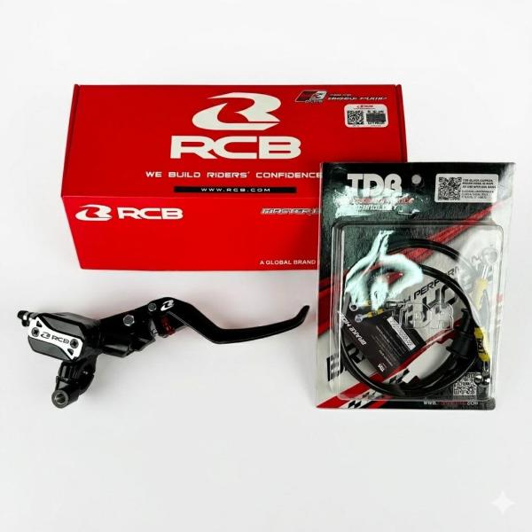 Paket Bundling Master Rem Rcb E2+ E3+ E4+ & Selang Rem Tdr 90cm Black Carbon Untuk Motor Matic