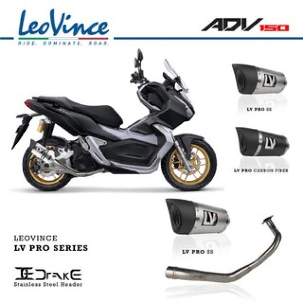Leovince Knalpot Racing Fullsystem Honda ADV150 150 with Drake Header Stainless Original