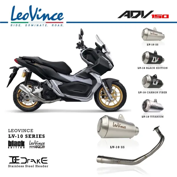 Leovince Knalpot Racing Fullsystem Honda ADV150 150 with Drake Header Stainless Original