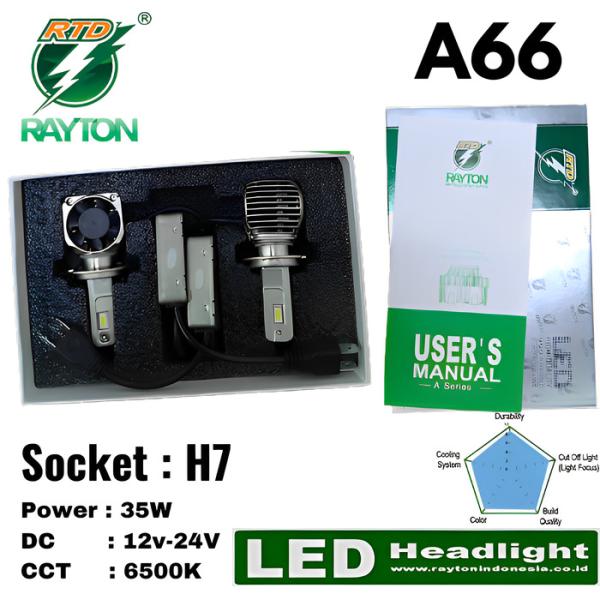 Lampu Depan Motor RTD Rayton Original A66 H7 White 6500k LED