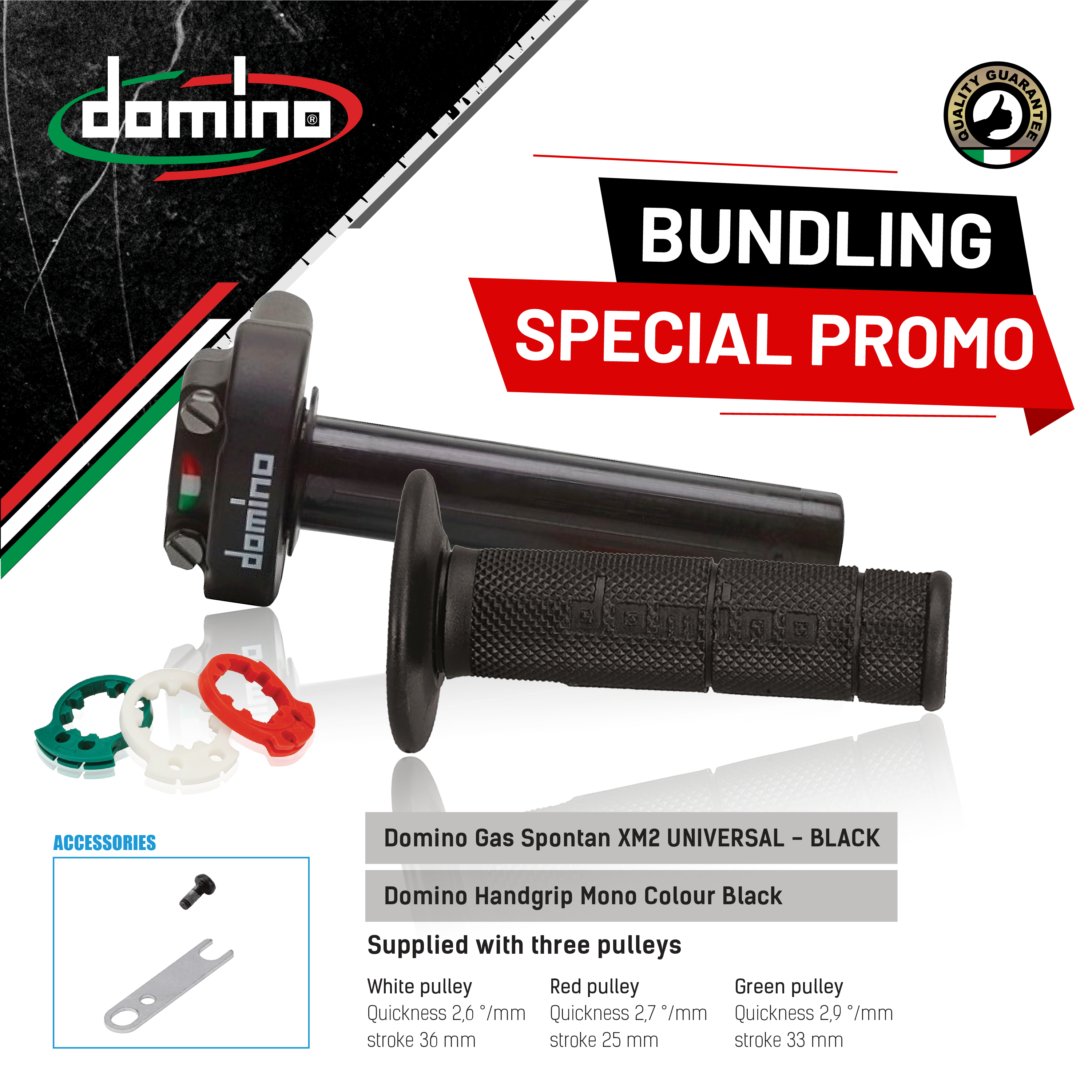 SPECIAL PROMO BUNDLING Gas Spontan Domino XM2 Black & Handgrip Domino Mono Colour Black