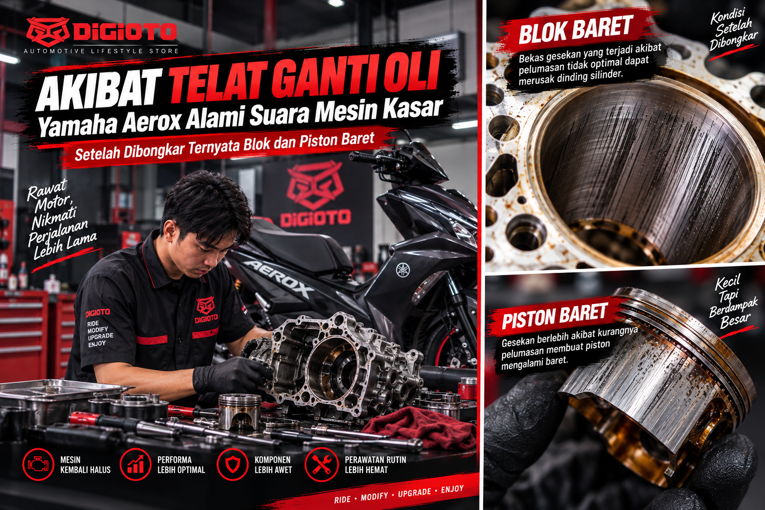 telat ganti oli Yamaha Aerox